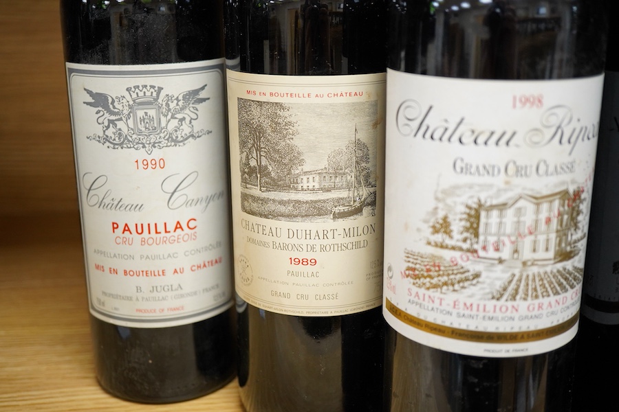 Three bottles of French wines to include Chateau Ripeau, 1998 and Chateau Canyon, 1990 together with a magnum of Le XV du President, 2007